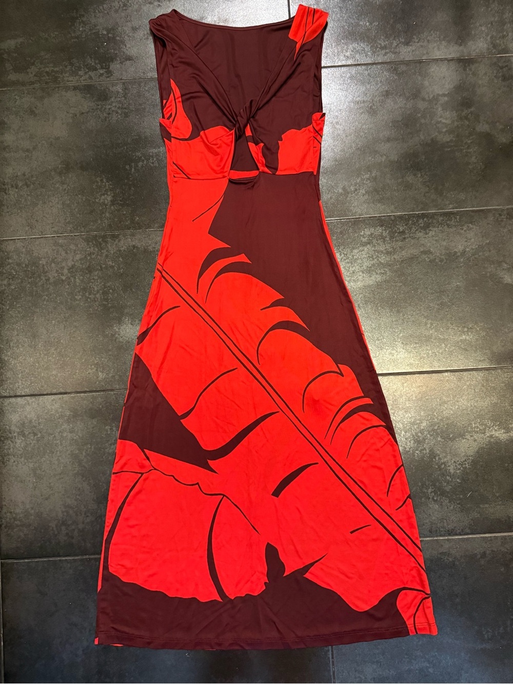 Johanna Ortiz Red & Burgundy Tropical Maxi Dress